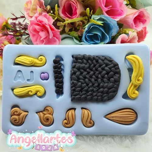 Molde Silicone - Biscuit - Cabelinhos 4 - Angellartes