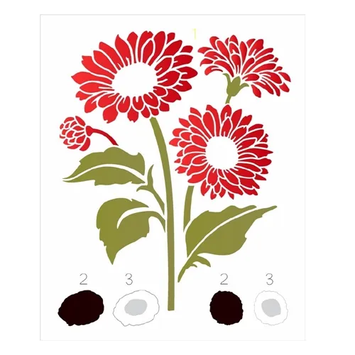 Stencil simples - 20x25cm - Flor Gerbera - OPA3267 - Opa Criando Arte