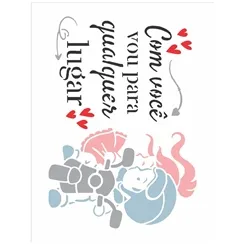 Stencil Simples - 15x20cm - Amor - Frase com Você - OPA3259 - Opa Criando Arte