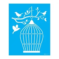 Stencil simples - 20x25cm - Gaiola III - OPA3271 - Opa Criando Arte