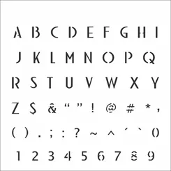 Stencil - 10x10cm - Alfabeto Micro Maiúsculo