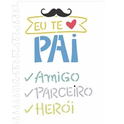 Stencil Simples - 15x20cm - Pais - Amigo - OPA3261 - Opa Criando Arte