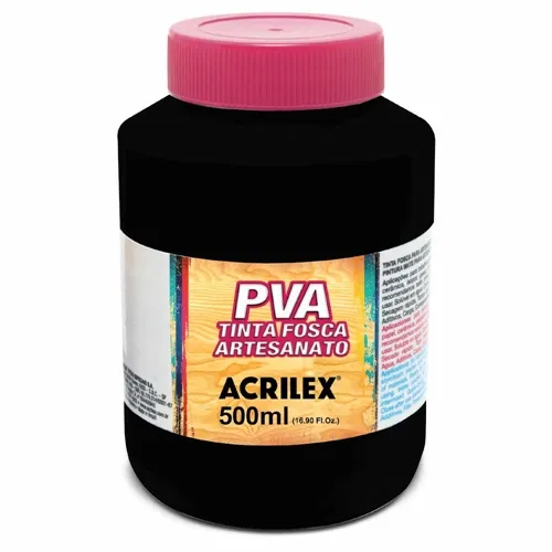 Tinta Plástica PVA - 500ml - Preto - 520 - Acrilex