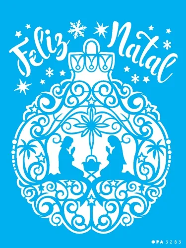 Stencil - 15X20 - OPA3283 - Bola De Natal Manjedoura - Opa Criando Artes