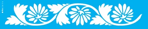 Stencil - 06X30 - OPA2614 - Folhas E Flor Leque  - Opa Criando Artes