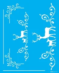 Stencil - 20X25 - OPA3291 - Cervos e Arabescos - Opa Criando Artes