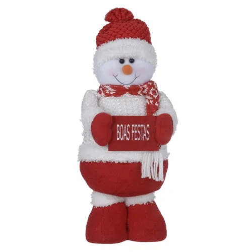 Boneco De Neve Natal Em Pe (Vermelho Branco) 37Cm - 78600001 - Fa