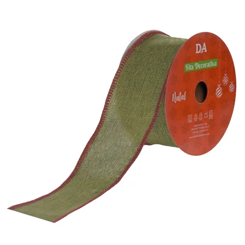 Fita Aramada Tecido C/Costura (Verde Vermelho) 3,8Cmx9,14M - 73153004 - Fa