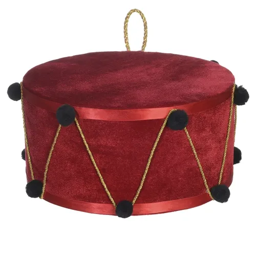 Tambor Natal Madeira - Vermelho - 16X30Cm - 66282 - FA