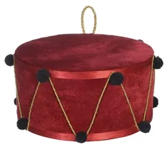 Tambor Natal Madeira - Vermelho - 16X30Cm - 66282 - FA