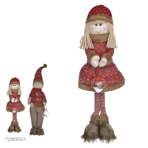 Boneco Natal Menina Em Pe (Vermelho Bege) 50Cm - 72867001 - Fa