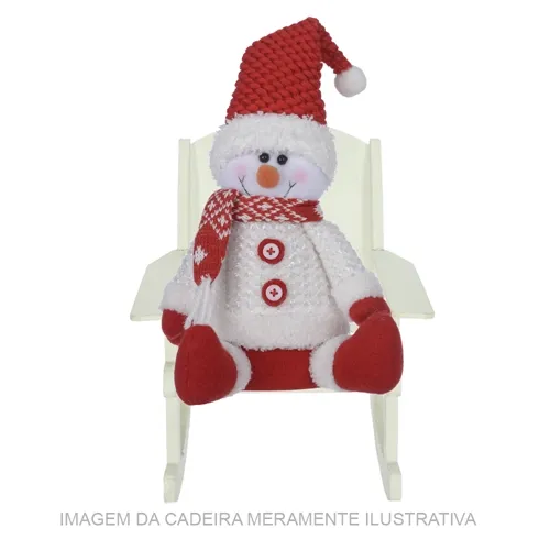 Boneco De Neve Natal Sentado (Vermelho Branco) 31Cm - 78340001 - Fa