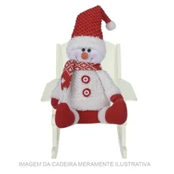 Boneco De Neve Natal Sentado (Vermelho Branco) 31Cm - 78340001 - Fa