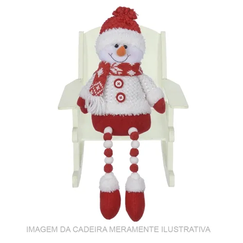 Boneco De Neve Natal Sentado (Vermelho Branco) 37Cm - 78602001 - Fa