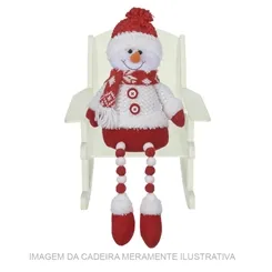 Boneco De Neve Natal Sentado (Vermelho Branco) 37Cm - 78602001 - Fa
