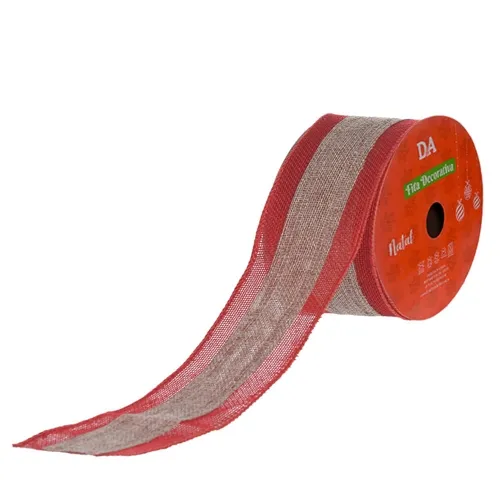 Fita Aramada Tecido C/Costura (Vermelho Bege) 6,3Cmx9,14M - 66215002 - Fa