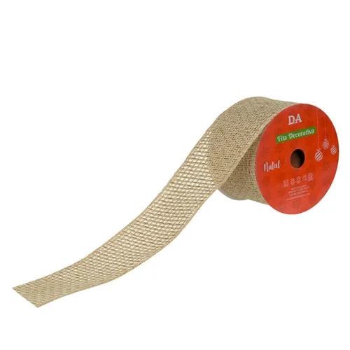 Fita Aramada Tecido Xadrez C/Costura (Bege) 6,3Cmx9,14M - 77581001 - Fa