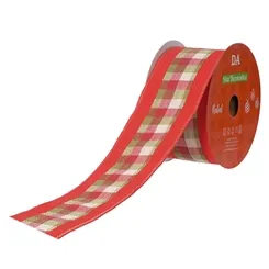 Fita Aramada Veludo C/Costura (Vermelho Xadrez) 6,3Cmx9,14M - 78083001 - Fa