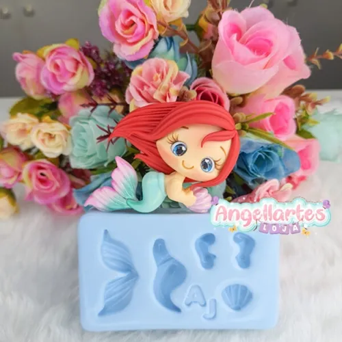 Molde Silicone - Biscuit - Molde Sereia  -  Angellartes