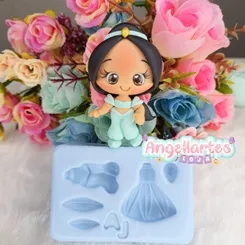 Molde Silicone - Biscuit - Molde Princesas 5  - Angellartes