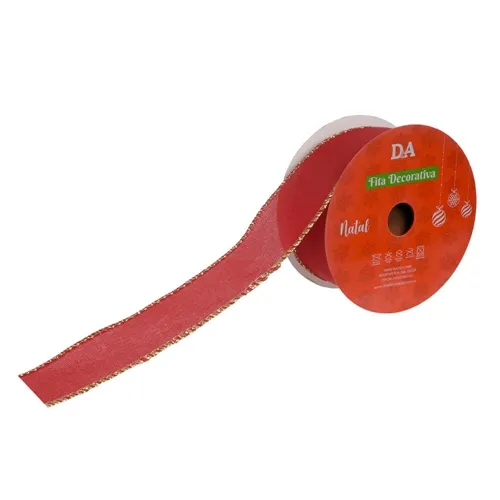 Fita Aramada Tecido C/Costura (Vermelho Dourado) 3,8Cmx9,14M (F - 73153006 - Fa