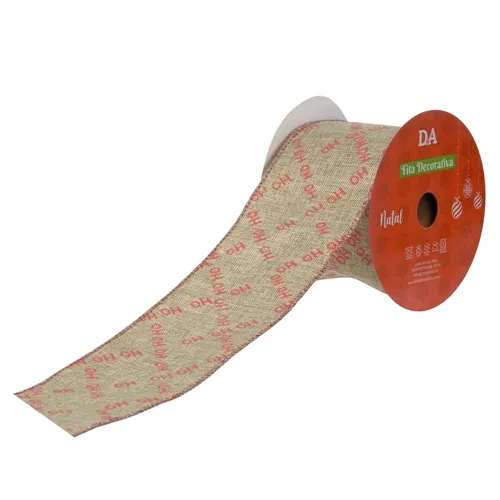 Fita Aramada Tecido C/Costura - Bege Vermelho - 6,3Cm - 77604003 - FA