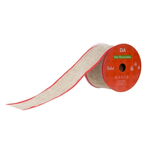 Fita Aramada Tecido (Bege Vermelho) 6,3Cmx9,14 - 77636001 - Fa