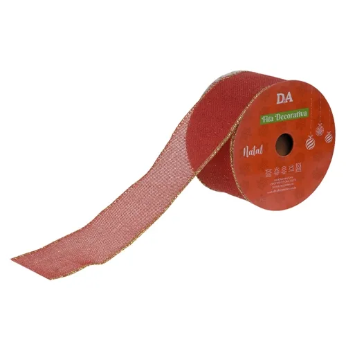 Fita Aramada Tecido C/Costura - Vermelho Dourado - 78115001 - FA