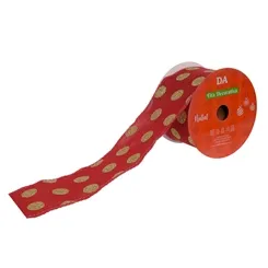 Fita Aramada Tecido C/ Glitter C/Costura (Vermelho Dourado) 6,3Cmx9,14 - 77632003 - Fa