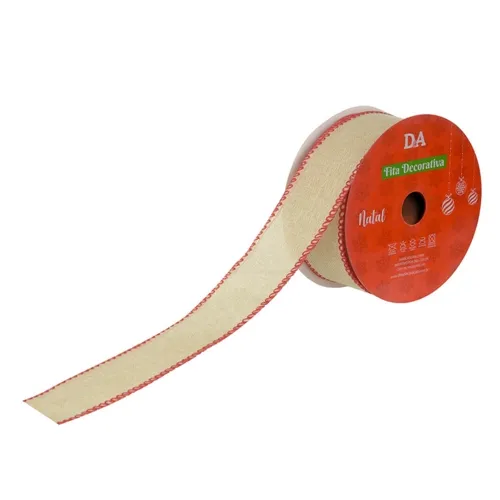 Fita Aramada Tecido C/Costura (Bege Vermelho) 3,8Cmx9,14M 73153009 - Fa
