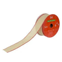 Fita Aramada Tecido C/Costura (Bege Vermelho) 3,8Cmx9,14M 73153009 - Fa