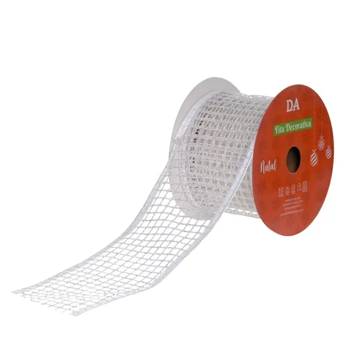 Fita Aramada Tela Glitter C/Costura (Branco) 6,3Cmx9,14M - 72850007 - Fa