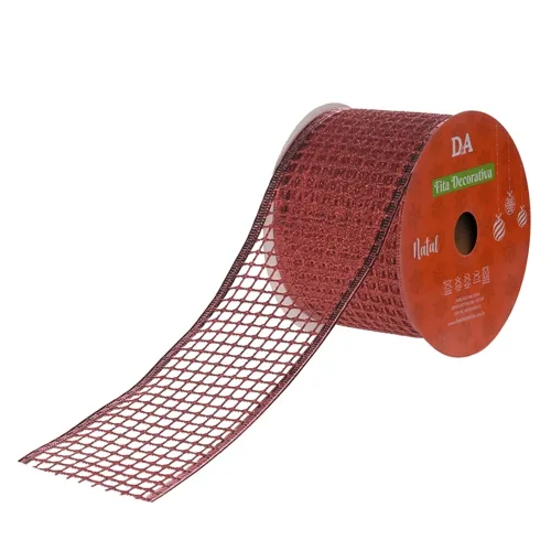 Fita Aramada Tela Glitter C/Costura - Vermelho - 72850001 - FA