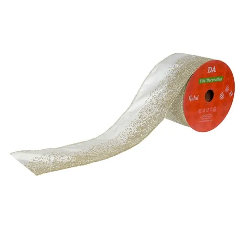 Fita Aramada Cetim C/ Glitter C/Costura (Vermelho Dourado) 6,3Cmx9,14M -78055001 - Fa