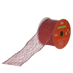 Fita Natal - Aramada Tela C/Glitter C/Costura - (Vermelho) - 6,3Cmx9,14M - Da