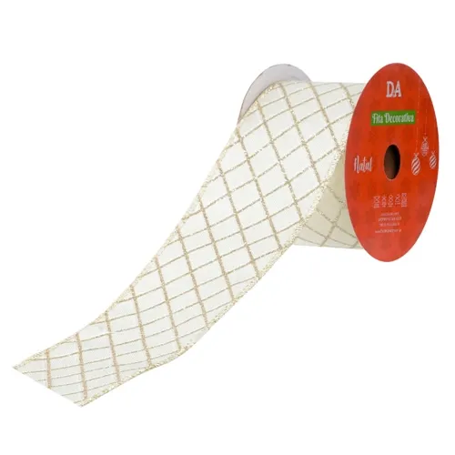 Fita Aramada Tecido C/ Glitter C/Costura (Bege Champanhe) 6,3Cmx9,14M - 77681002 - Fa