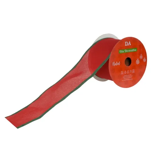 Fita Aramada Tecido (Vermelho Verde) 6,3Cmx9,14M  -77636003 - Fa