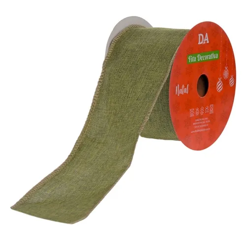 Fita Aramada Tecido C/Costura (Verde Bege) 3,8Cmx9,14M - 73152005 - Fa