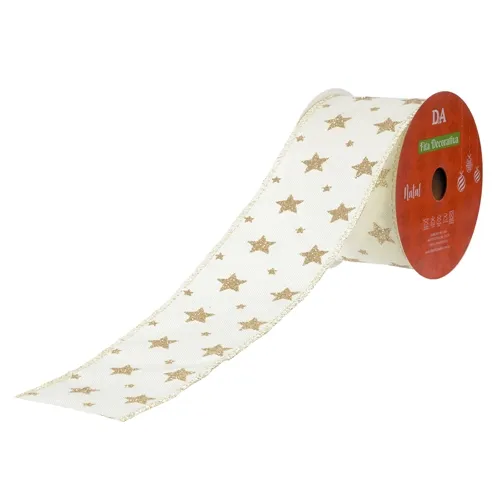 Fita Aramada Tecido C/ Glitter C/Costura - Bege Champanhe - 77634002 - FA