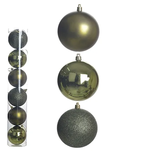 Bola Natal Em Tubo Mista C/6 Und - Azul Turqueza - 8Cm - 67111012 - FA