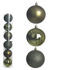 Bola Natal Em Tubo Mista C/6 Und - Azul Turqueza - 8Cm - 67111012 - FA