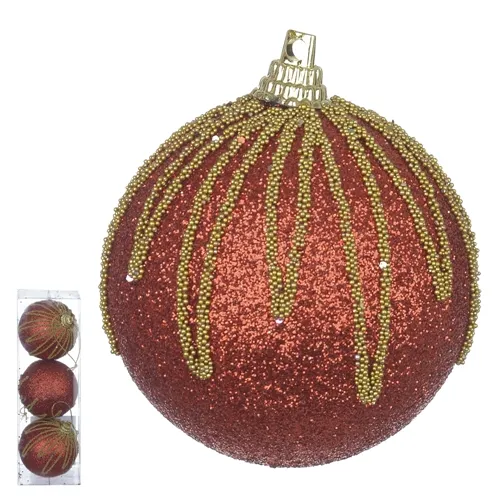 Bola Natal C/Alcas - Vermelho Branco - 7Cm 14,8D - 77739001 - FA