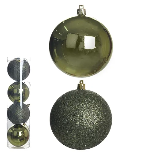 Bola Natal Em Tubo Mista C/4 Und - Prata - 10Cm - 67112010 - FA