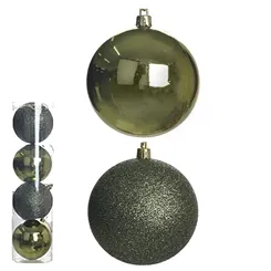 Bola Natal Em Tubo Mista C/4 Und - Prata - 10Cm - 67112010 - FA