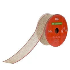 Fita Aramada Tecido C/Costura (Bege Vermelho) 9,14Mx3,8Cm - 73314006 - Fa