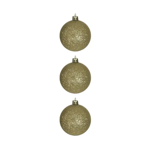 Bola Natal C/ Glitter C/3 Und (Dourado) 6Cm (Flora