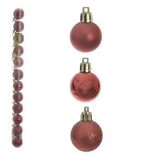 Bola Natal Em Tubo Mista C/12 Und (Vermelho) 6Cm (