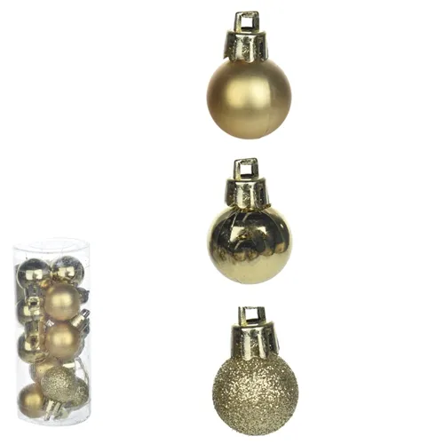 Bola Natal - Tubo Mista - C/12 Und - (Dourado) - 2Cm - Da