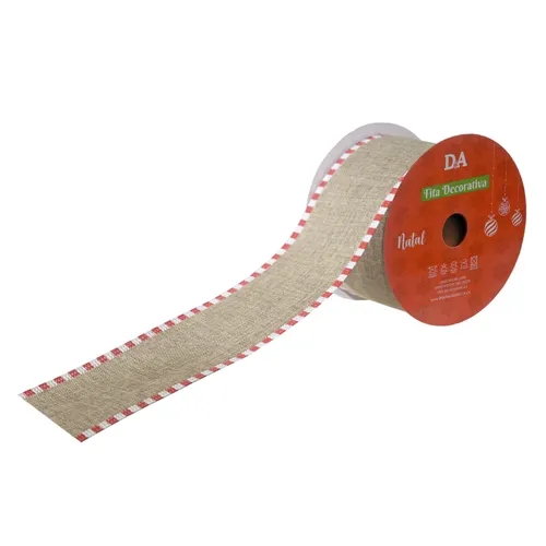 Fita Aramada Tecido - Bege Vermelho - 6,3Cmx9,14 - 44887001 - FA