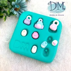 Molde - Silicone - Biscuit - Mini Sapatinhos E Bolsinhas - Deivid Machado
